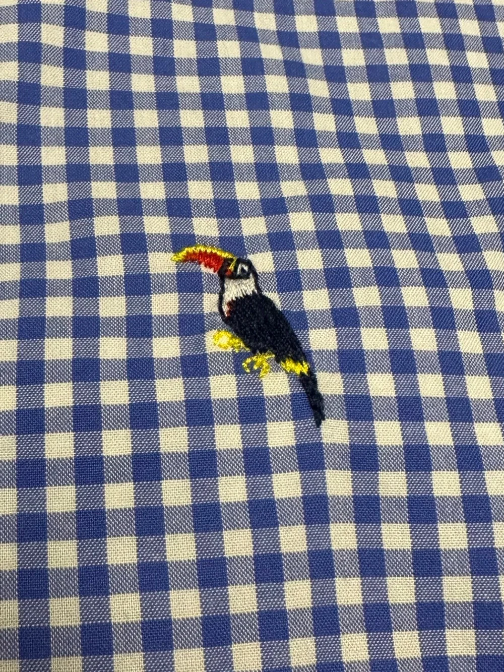 Women’s Blue Gingham Skirt | Embroidered Toucan Detail | Talbots